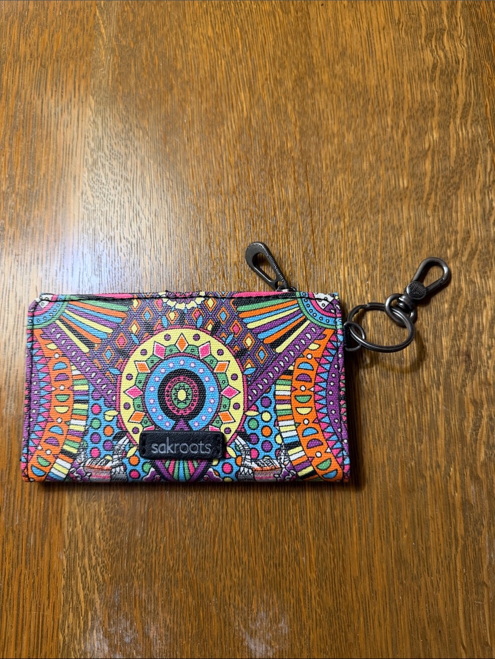 Sakroots Colorful Mandala Key Pouch in Pink, Purple, Orange, Yellow, Blue, Green